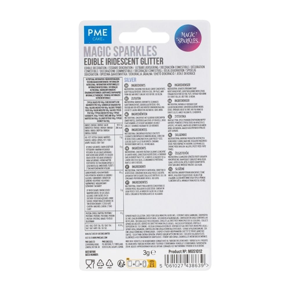 Silver - Edible Iridescent Glitter Magic Sparkles