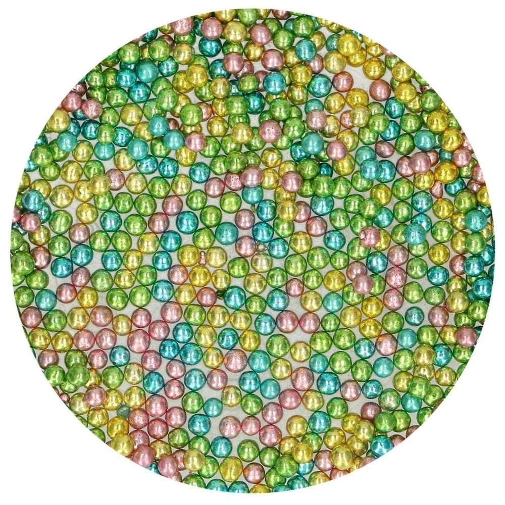 4mm Harlequin Metallic Sugar Pearls 80g