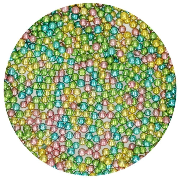 4mm Harlequin Metallic Sugar Pearls 80g