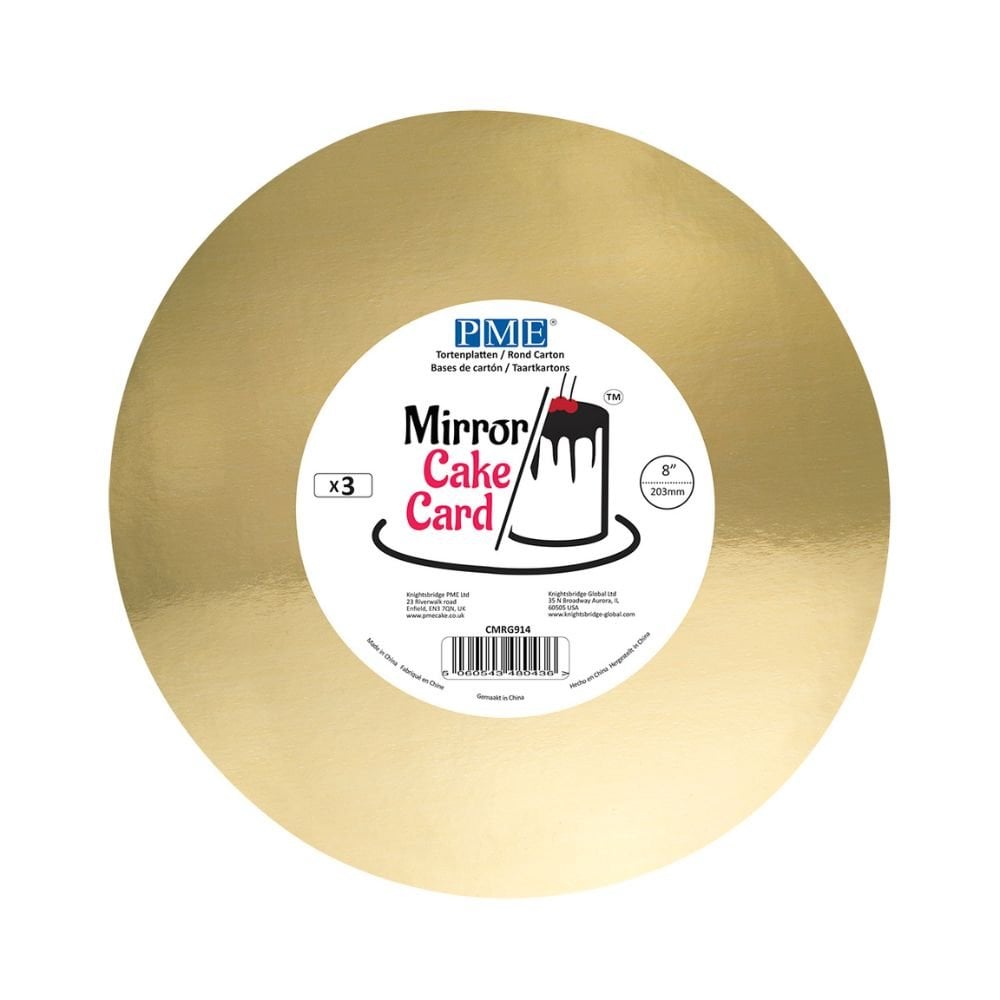 Gold Round Mirror Cake Board - Pack of 3
