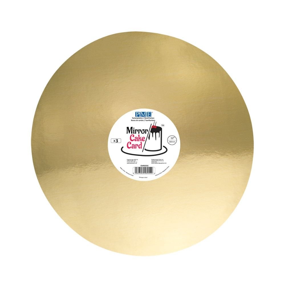 Gold Round Mirror Cake Board - Pack of 3