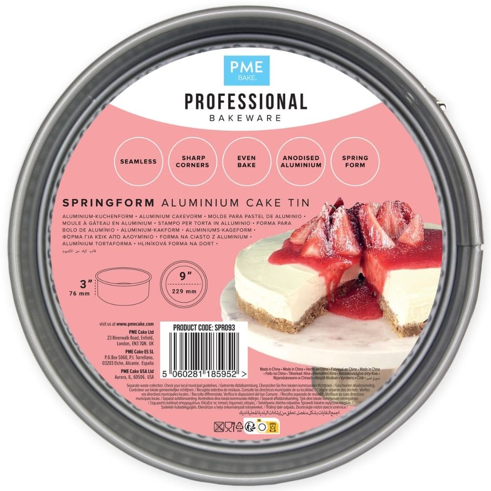 Silver Round Anodised Springform Cake Tin 9" x 3"