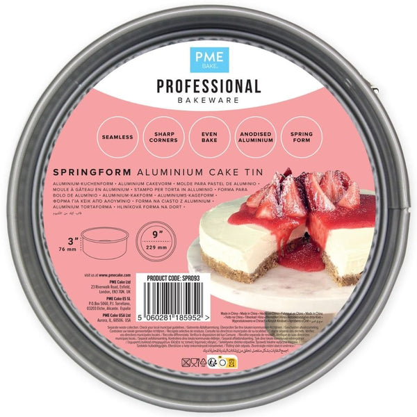 Silver Round Anodised Springform Cake Tin 9" x 3"