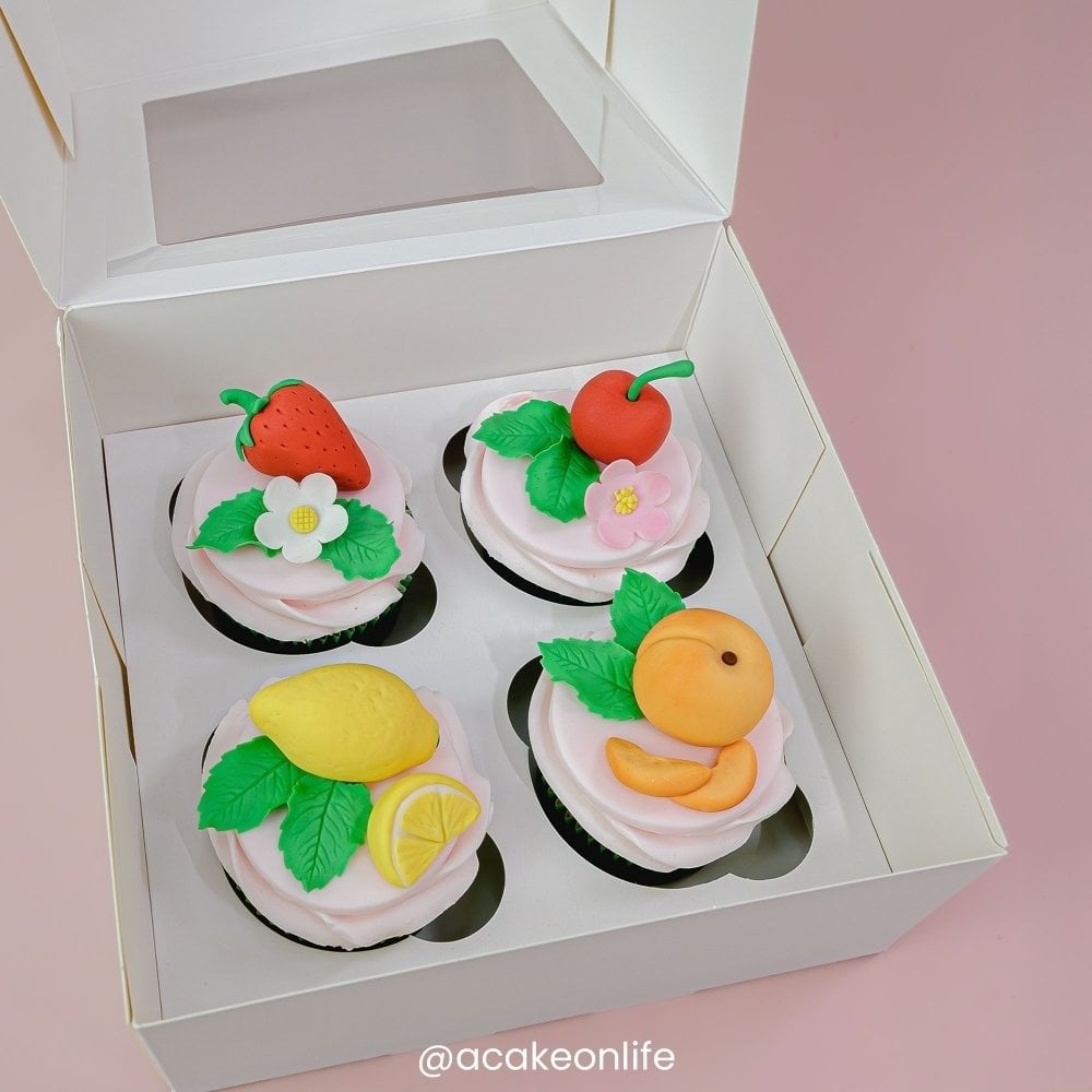 3" Deep White Cupcake Box With Window
