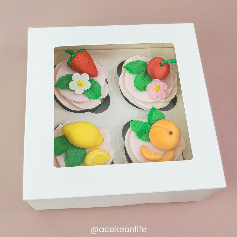 3" Deep White Cupcake Box With Window