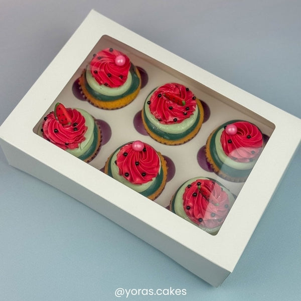 3" Deep White Cupcake Box With Window