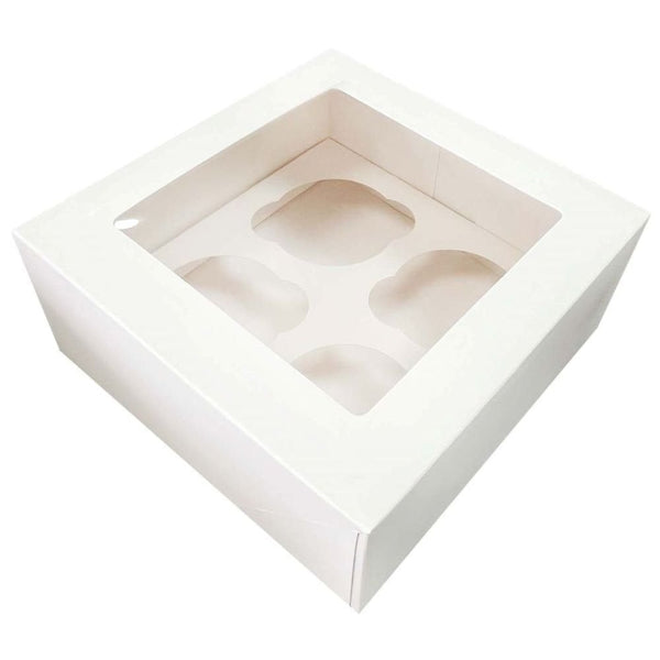 3" Deep White Cupcake Box With Window