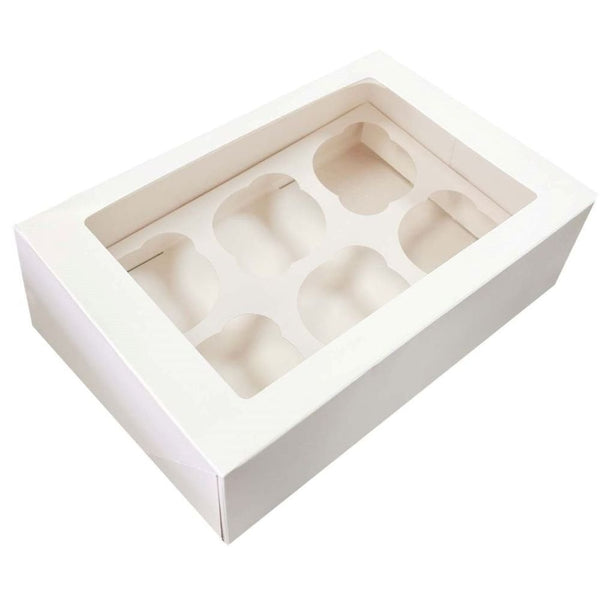 3" Deep White Cupcake Box With Window