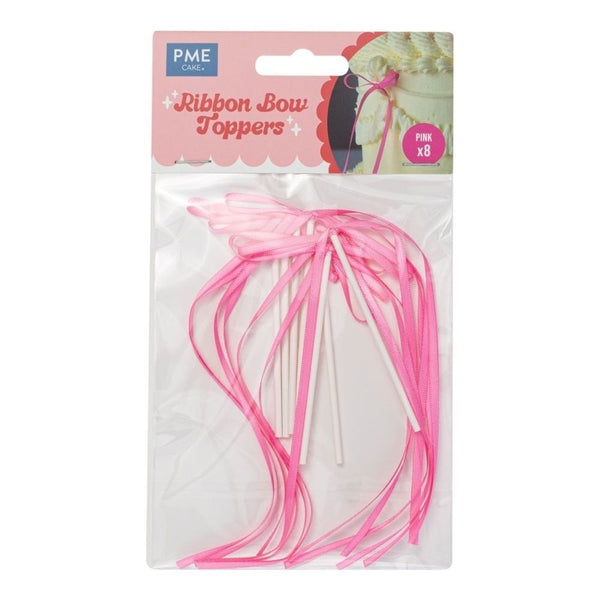 Pink Ribbon Bow Topper x 8