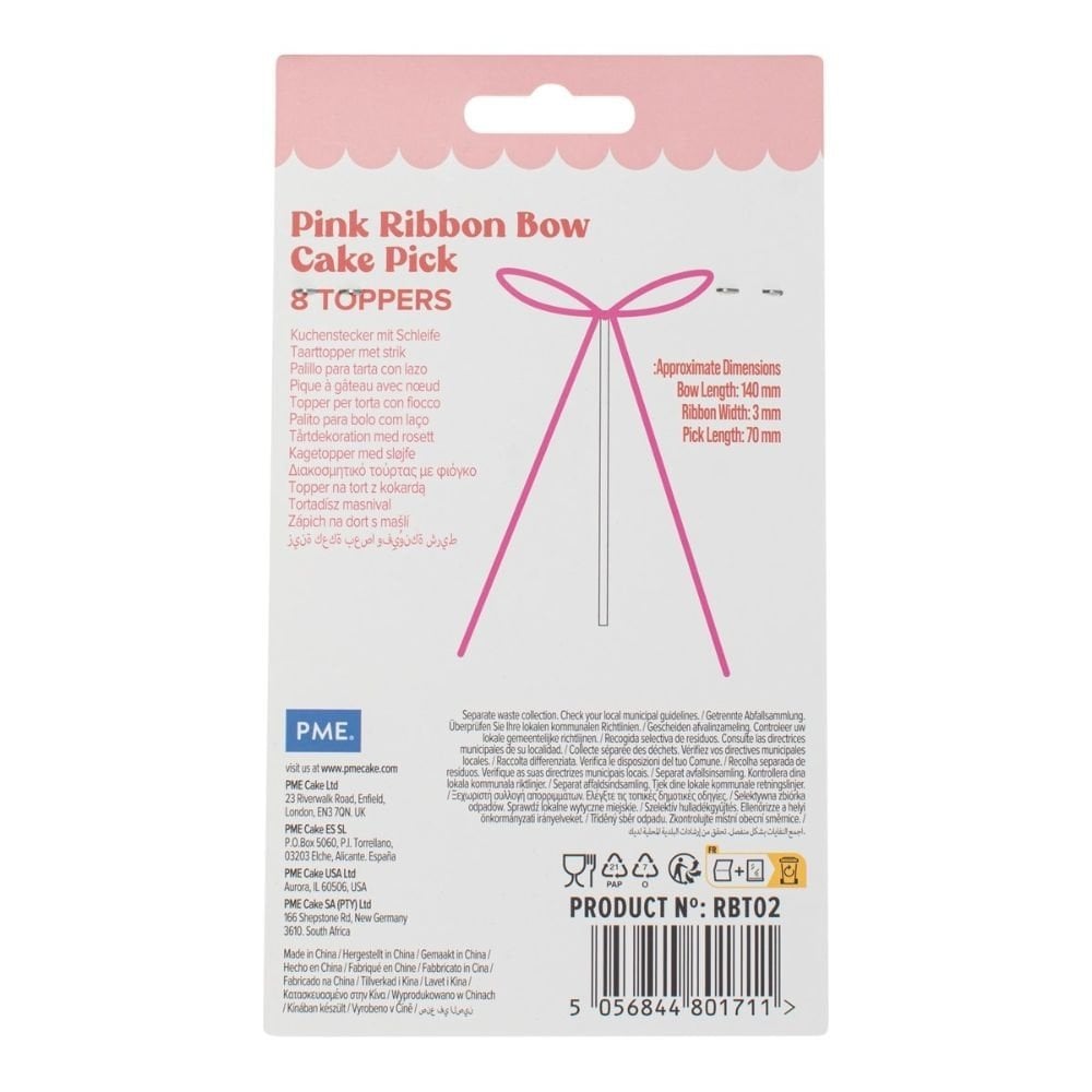 Pink Ribbon Bow Topper x 8
