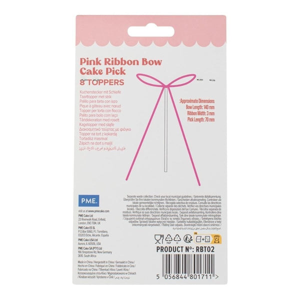 Pink Ribbon Bow Topper x 8