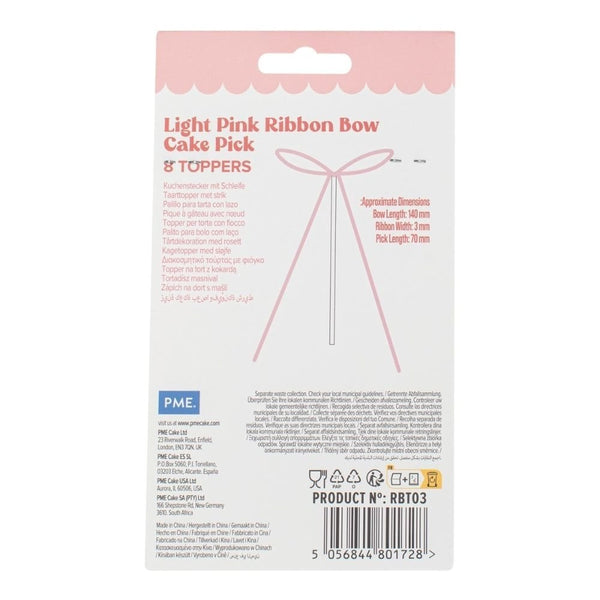 Light Pink Ribbon Bow Topper x 8