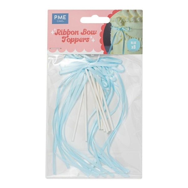 Blue Ribbon Bow Topper x 8