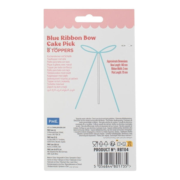 Blue Ribbon Bow Topper x 8