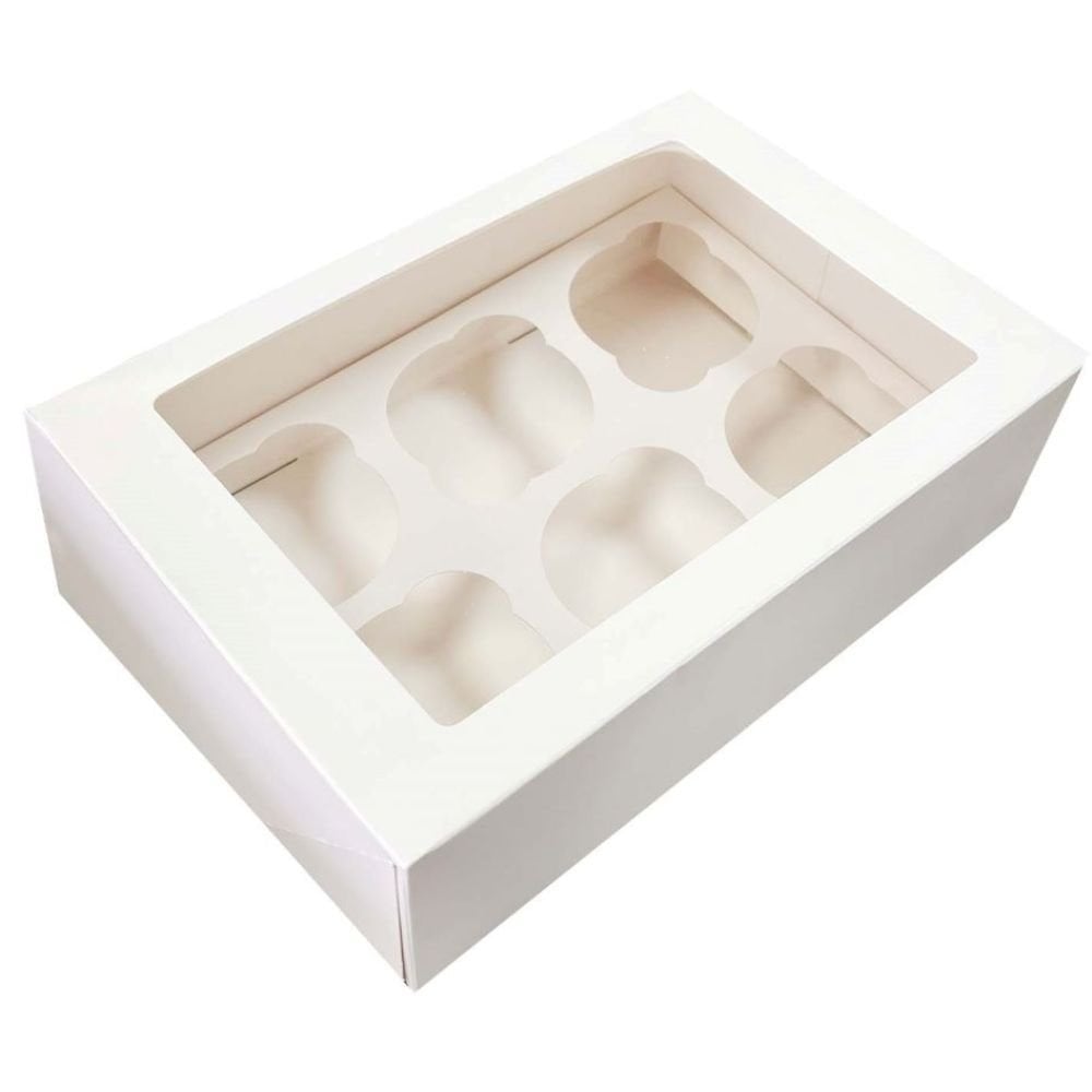3" Deep White Cupcake Box With Window