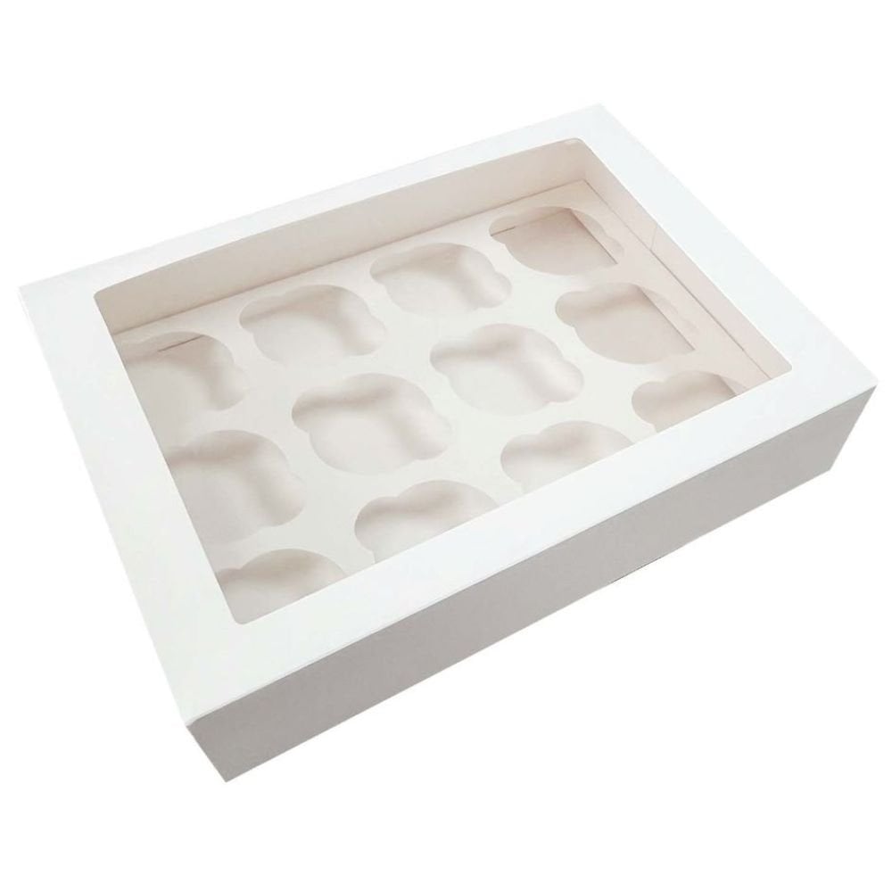 3" Deep White Cupcake Box With Window