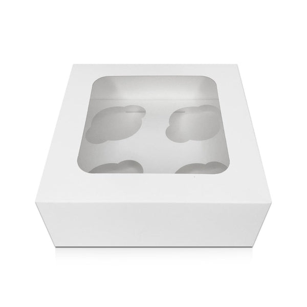 3" Deep White Cupcake Box With Window