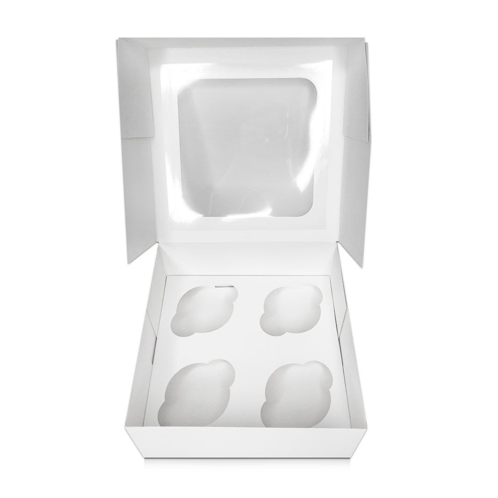 3" Deep White Cupcake Box With Window
