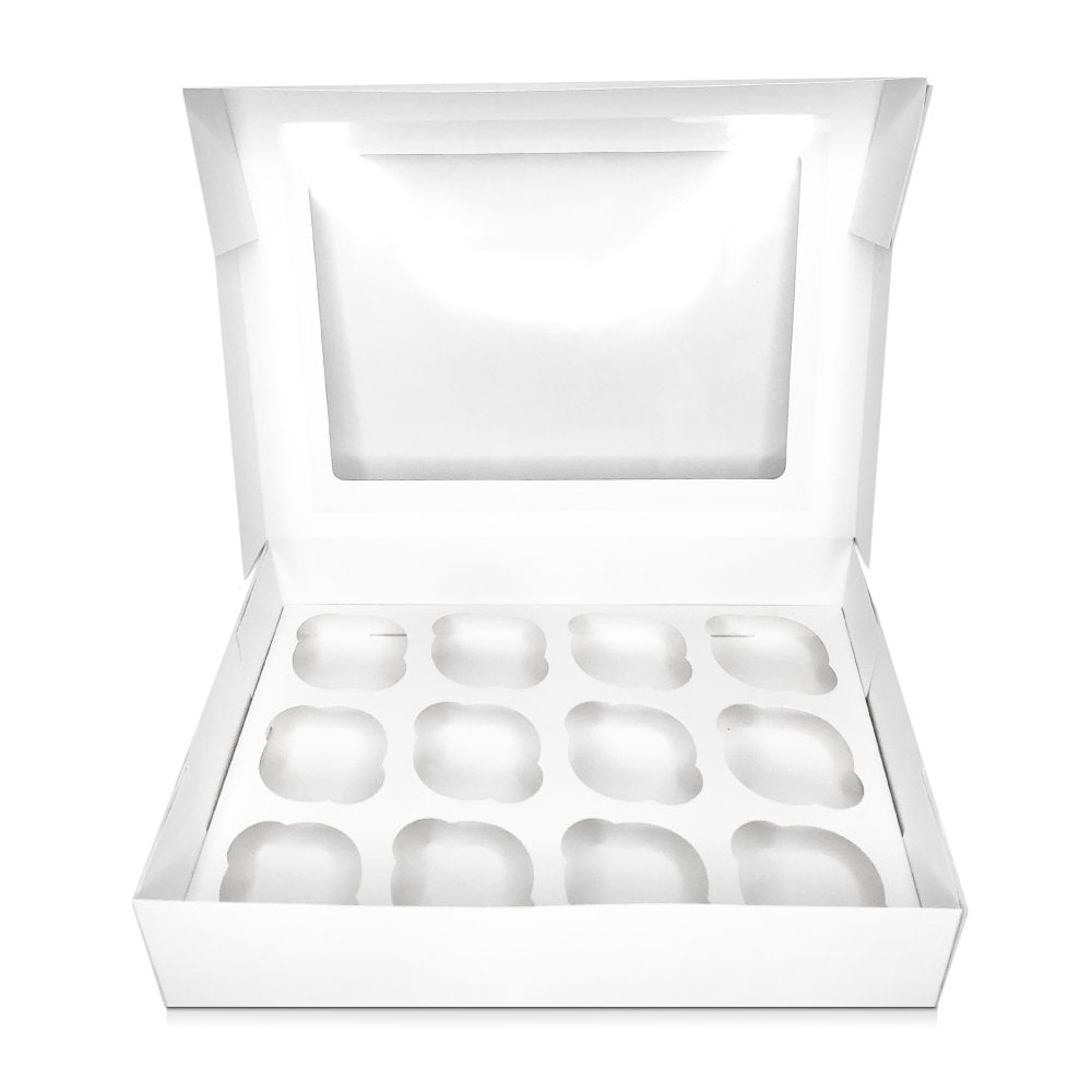 3" Deep White Cupcake Box With Window