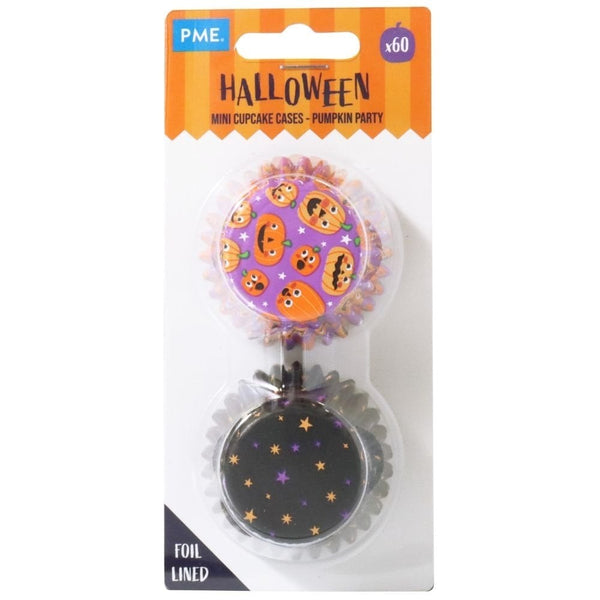 Pumpkin Party Mini Halloween Foil-Lined Cupcake Cases x 60