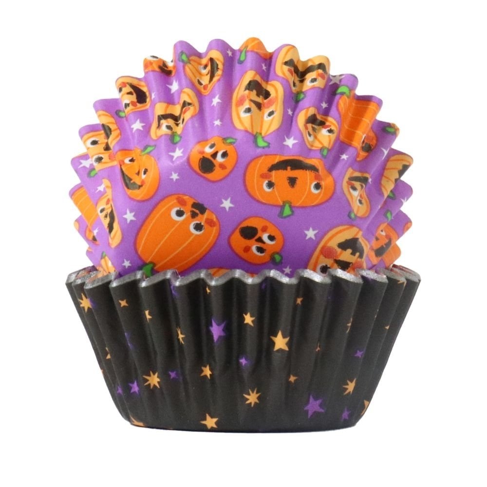 Pumpkin Party Mini Halloween Foil-Lined Cupcake Cases x 60