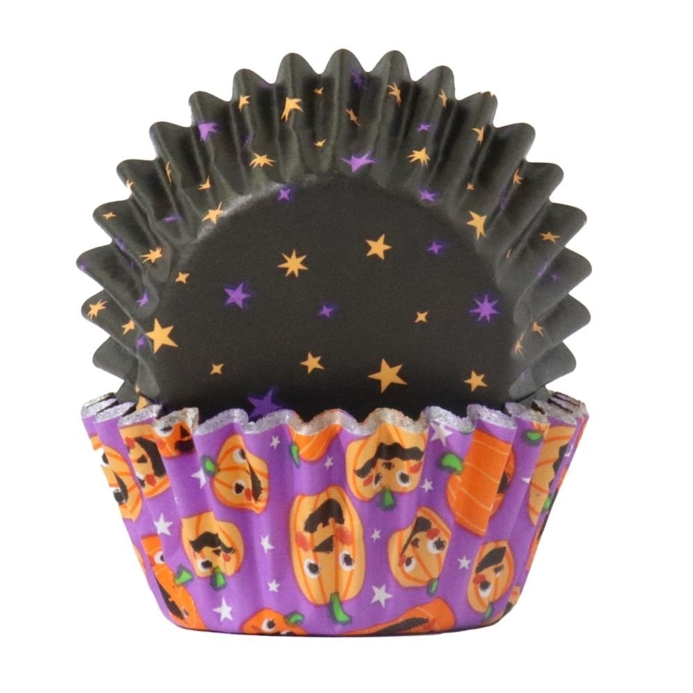 Pumpkin Party Mini Halloween Foil-Lined Cupcake Cases x 60
