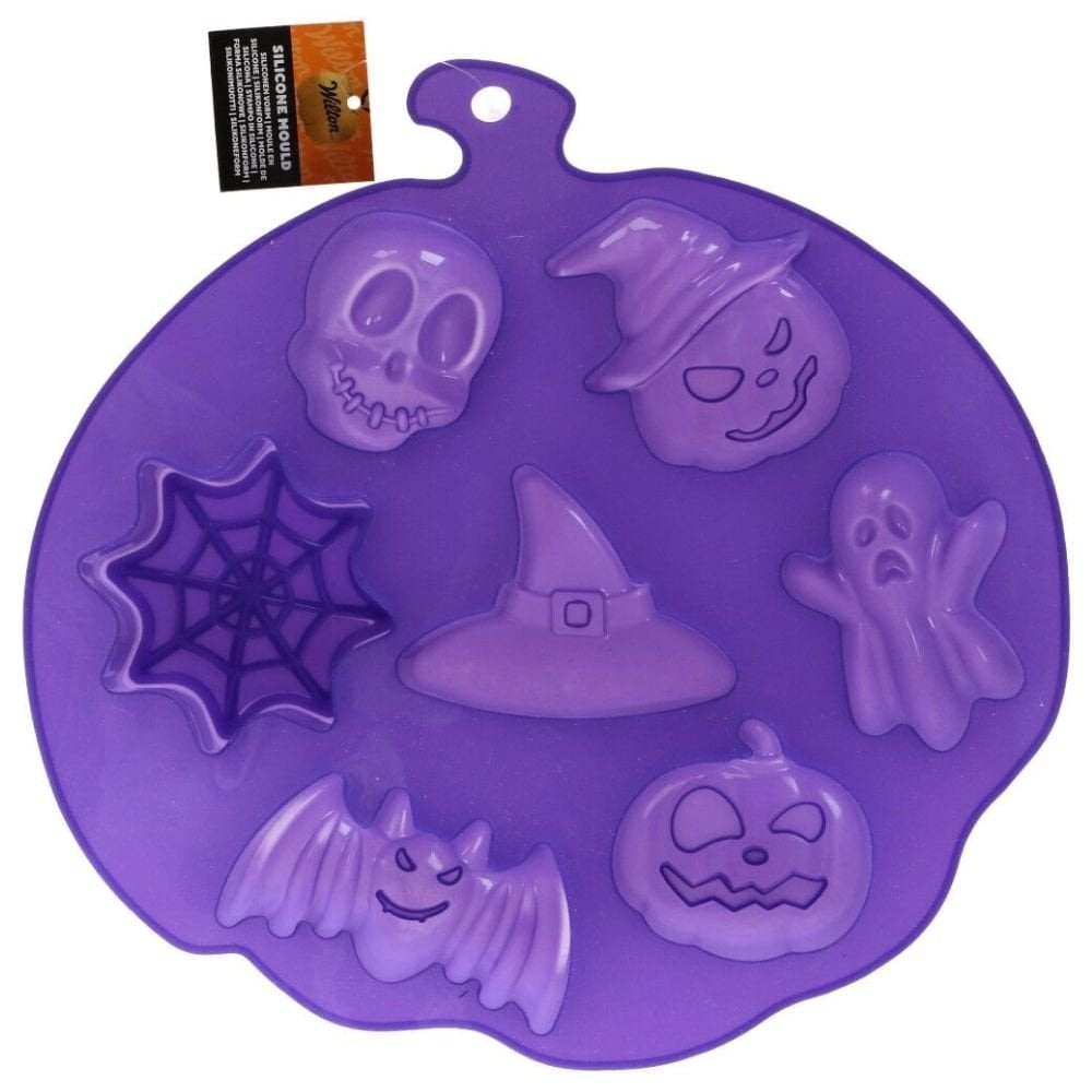 Ghost, Witch Hat, Bat, Pumpkin, Skull & Spider Web Silicone Mould