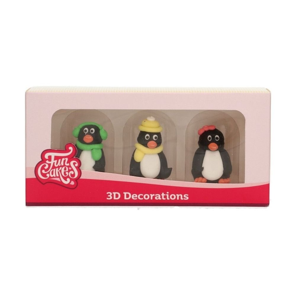 Penguin 3D Sugar Decorations Set Of 3