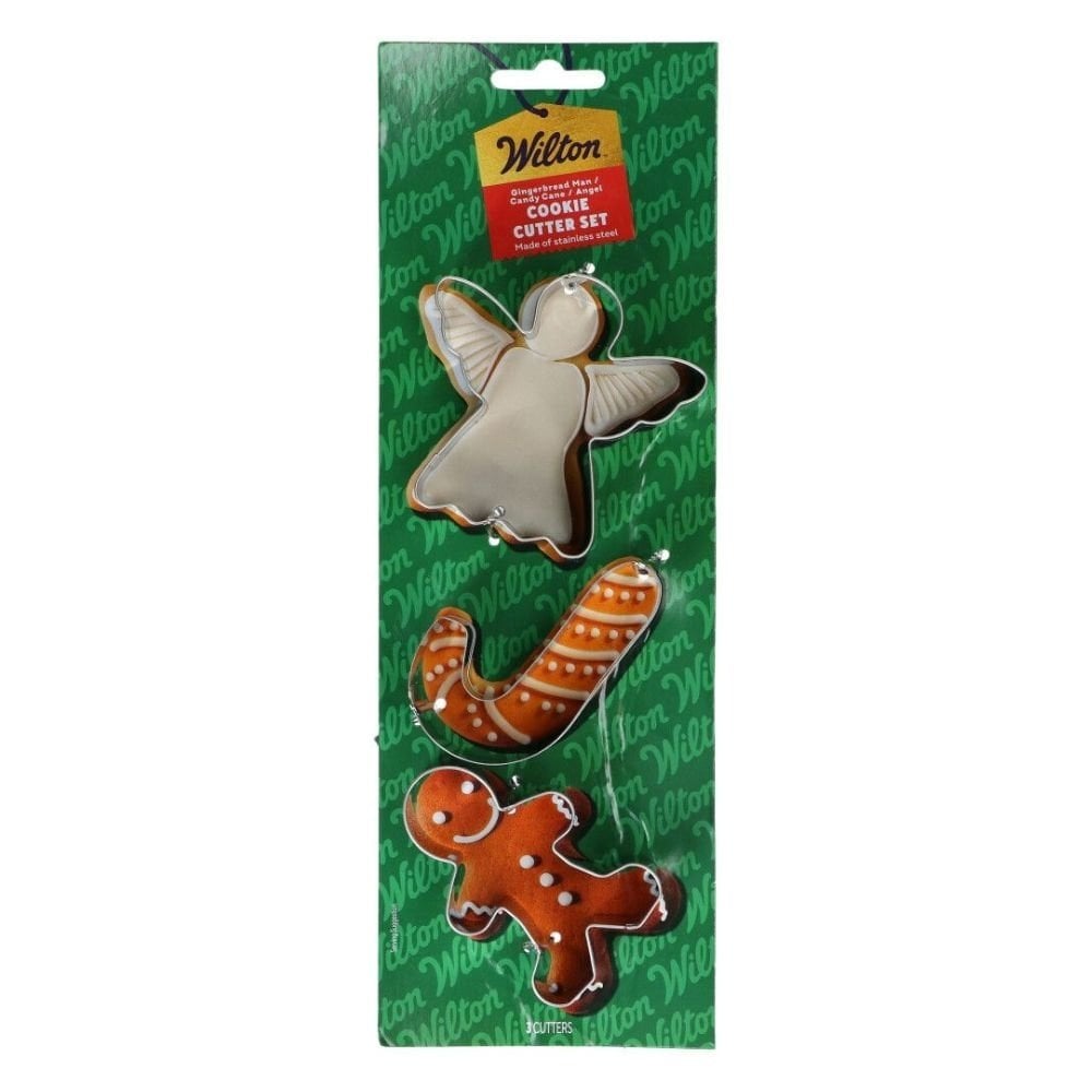 Gingerbread Man, Candy Cane, Angel Cookie Cutter Set Of 3