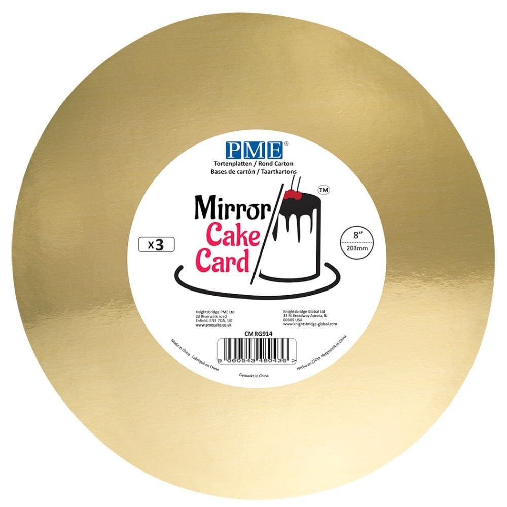 Gold Round Mirror Cake Board - Pack of 3