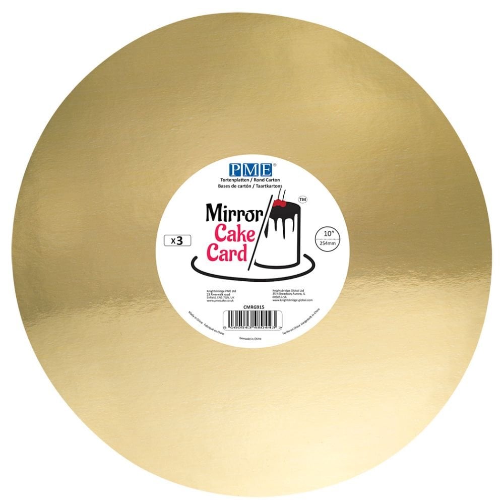 Gold Round Mirror Cake Board - Pack of 3