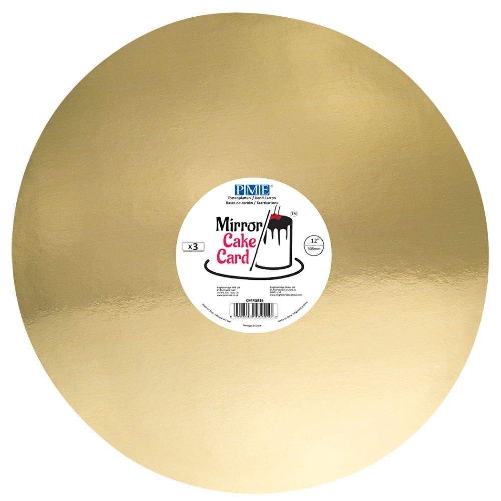 Gold Round Mirror Cake Board - Pack of 3