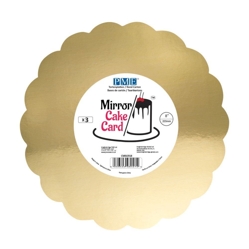 Gold Scallop Mirror Cake Board - Pack of 3