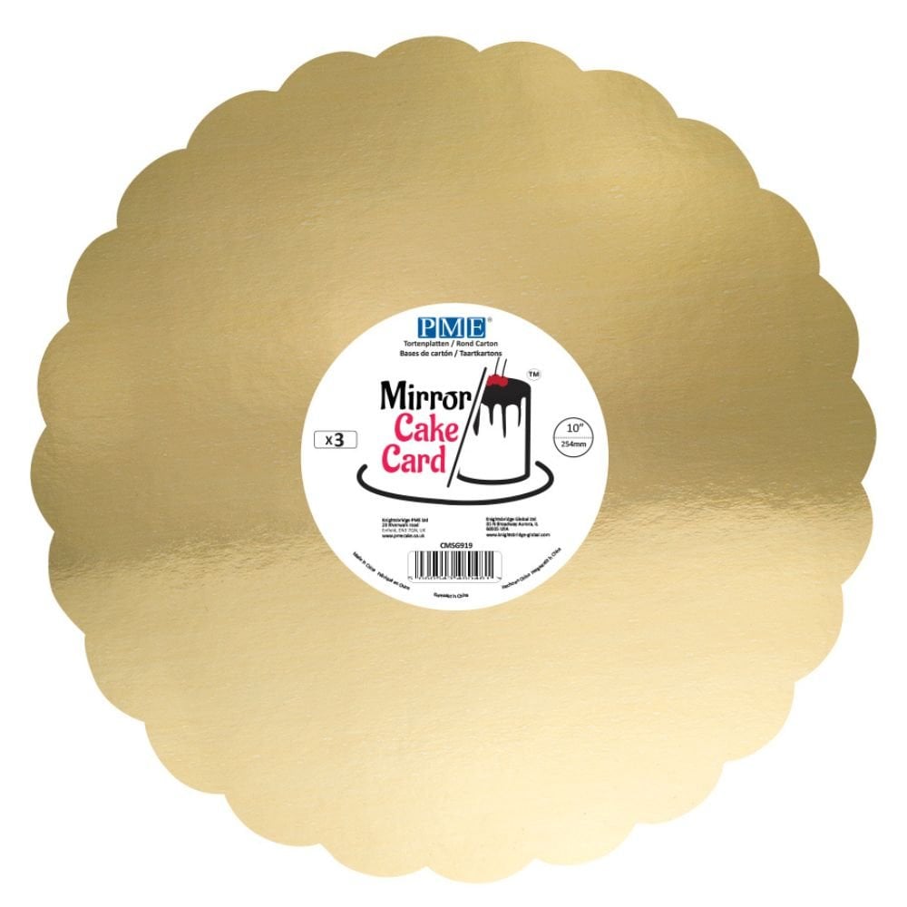 Gold Scallop Mirror Cake Board - Pack of 3