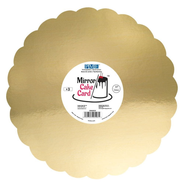 Gold Scallop Mirror Cake Board - Pack of 3