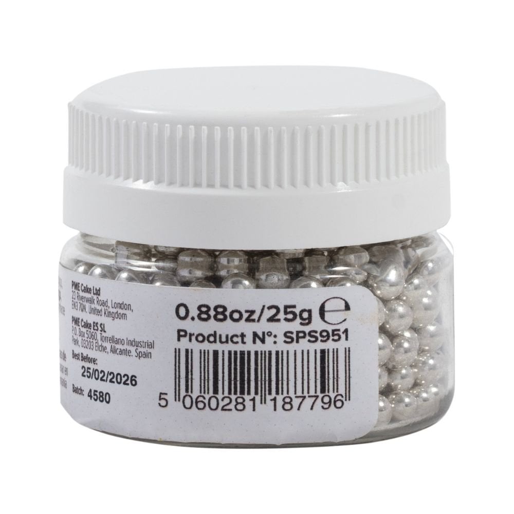 Silver 4mm Sugar Pearls 25g