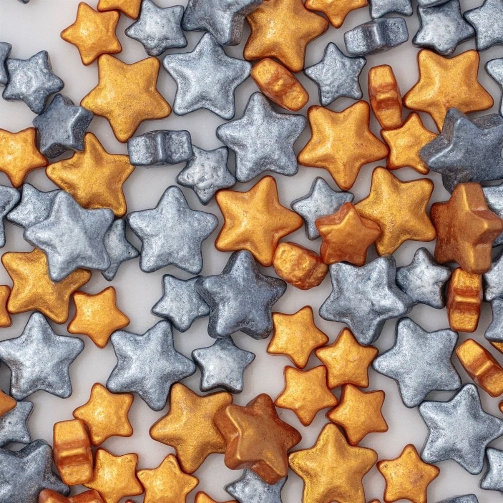 Gold & Silver Stars Sprinkle Charms 25g