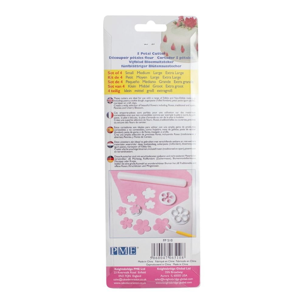 Floral 5 Petal Icing Cutters Set Of 4