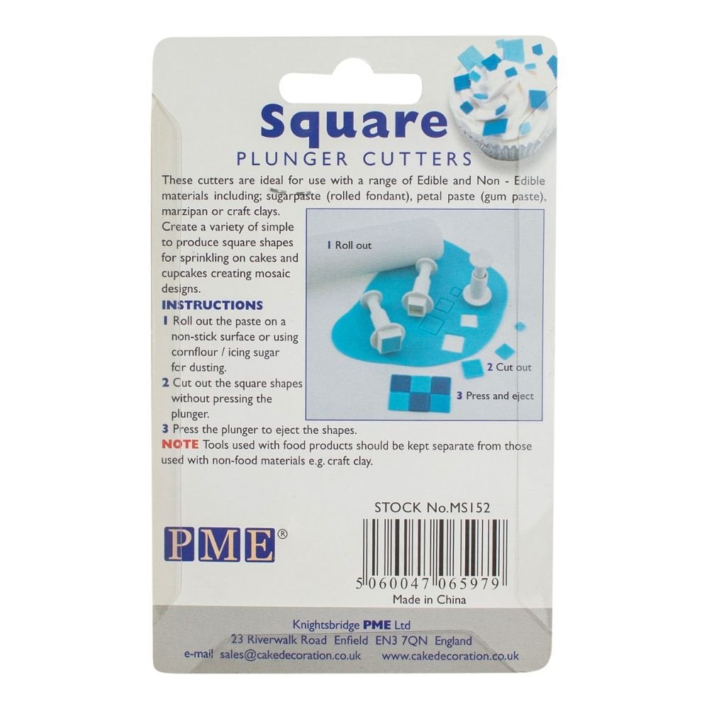 Mini Square Plunger Cutters Set Of 3