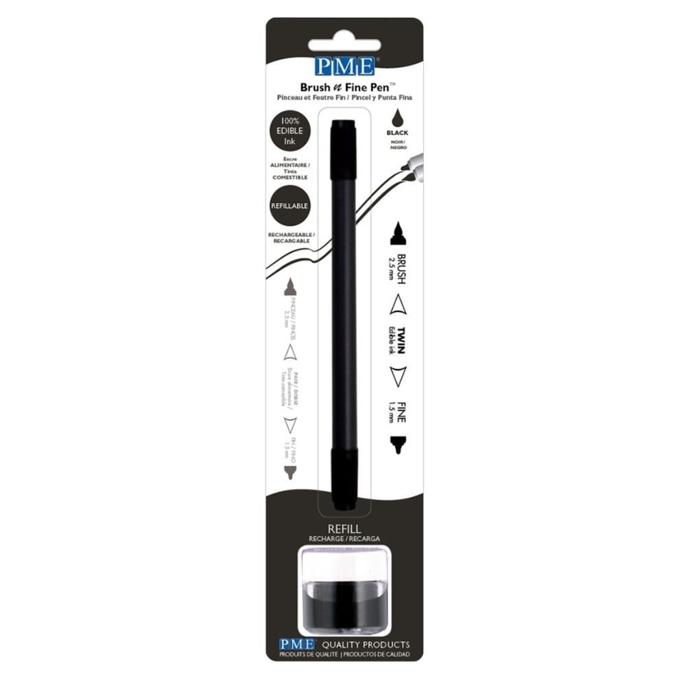 Black Brush & Fine Edible Ink Pen