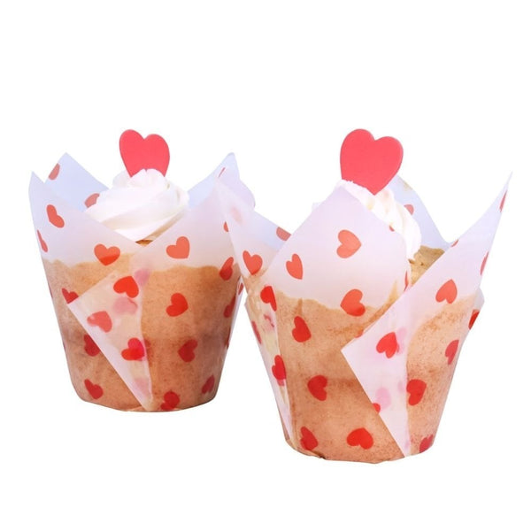 Love Hearts Tulip Baking Cups x 24