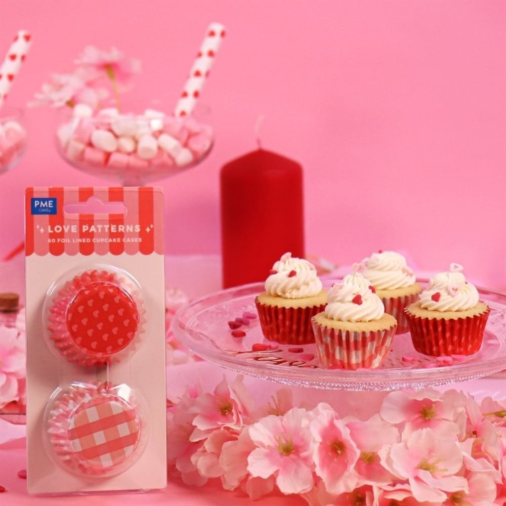 Love Patterns Foil Lined Mini Cupcake Cases x 60