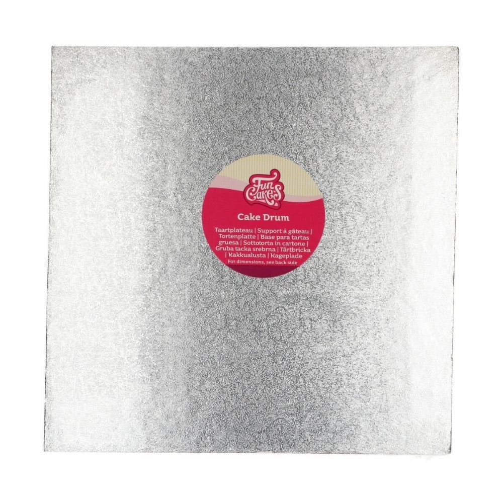 12mm Silver Square Drum Cake Board