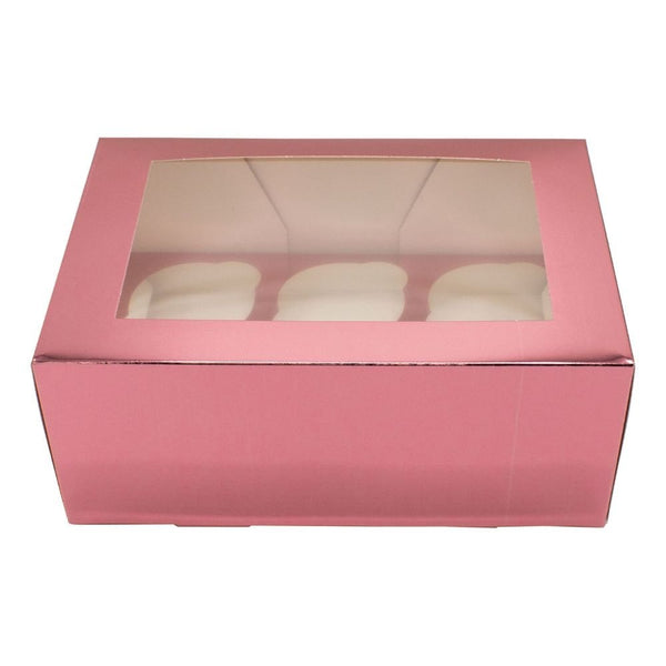 Pink Metallic Cupcake Box Pack Of 2