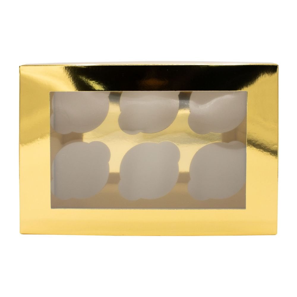 Gold Metallic Cupcake Box Pack Of 2