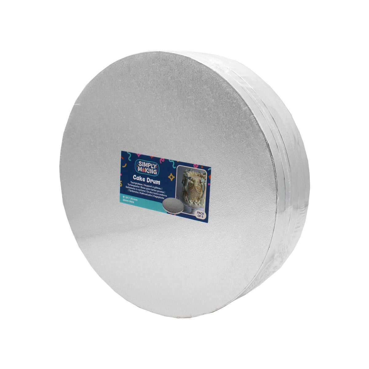 Silver Round Drum Cake Board