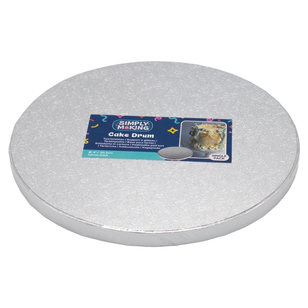 Premium Silver Round Drum Cake Board