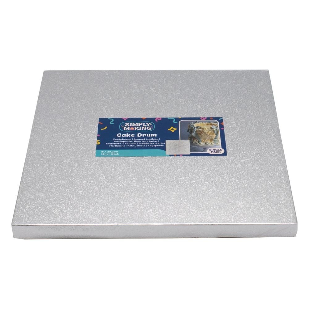 Premium Silver Square Drum Cake Board