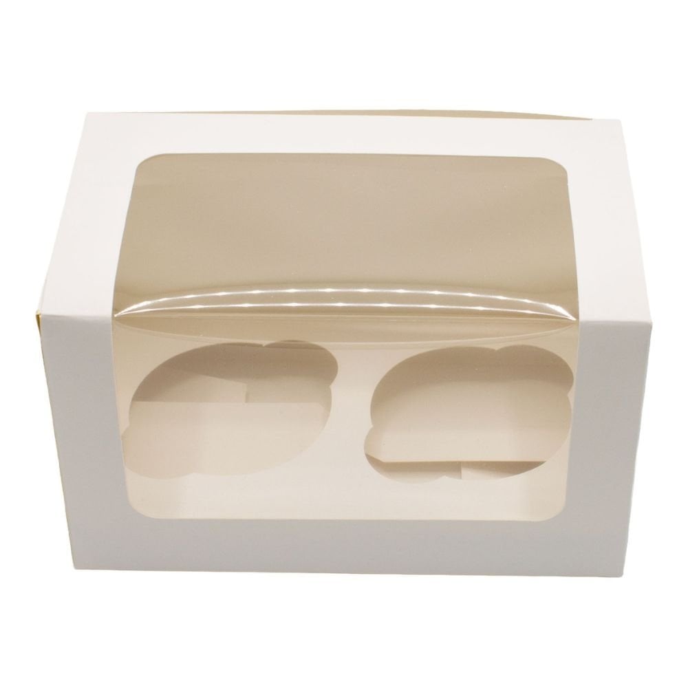 4" Deep White Cupcake Box With Window