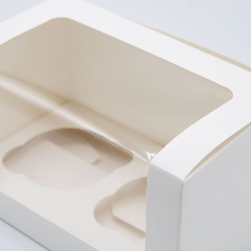 4" Deep White Cupcake Box With Window